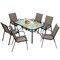 6 Pieces Patio Stackable Dining Chairs with Curved Armrests and Breathable Fabric